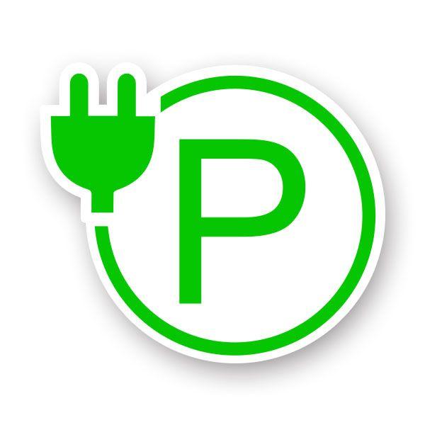 Electric Car Logo - Green Parking Lot Charging Stations Symbol Electric Car Charging ...