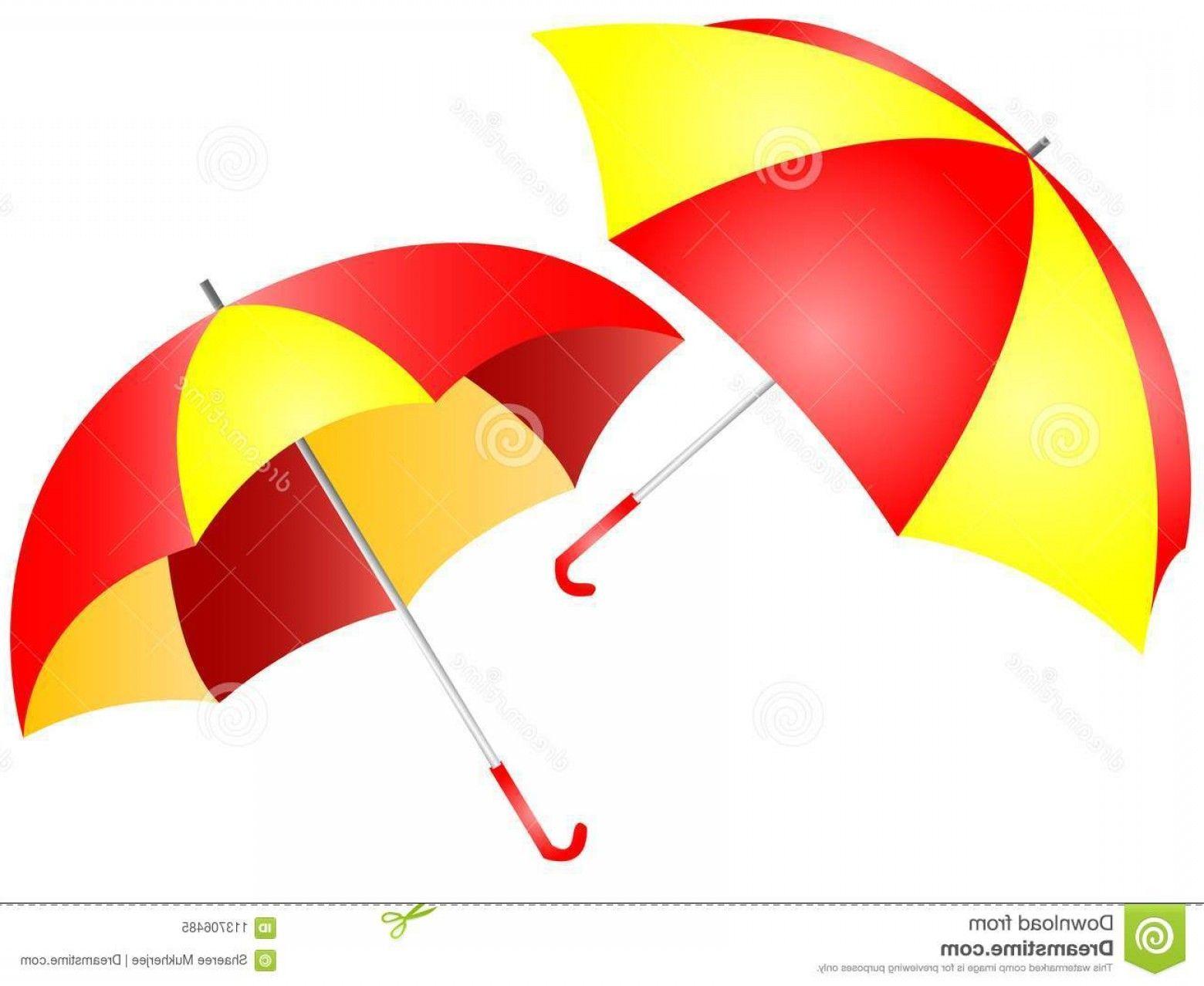 Two Red and Yellow Logo - Vector Illustration Two Colorful Umbrellas Red Yellow Isolated White ...