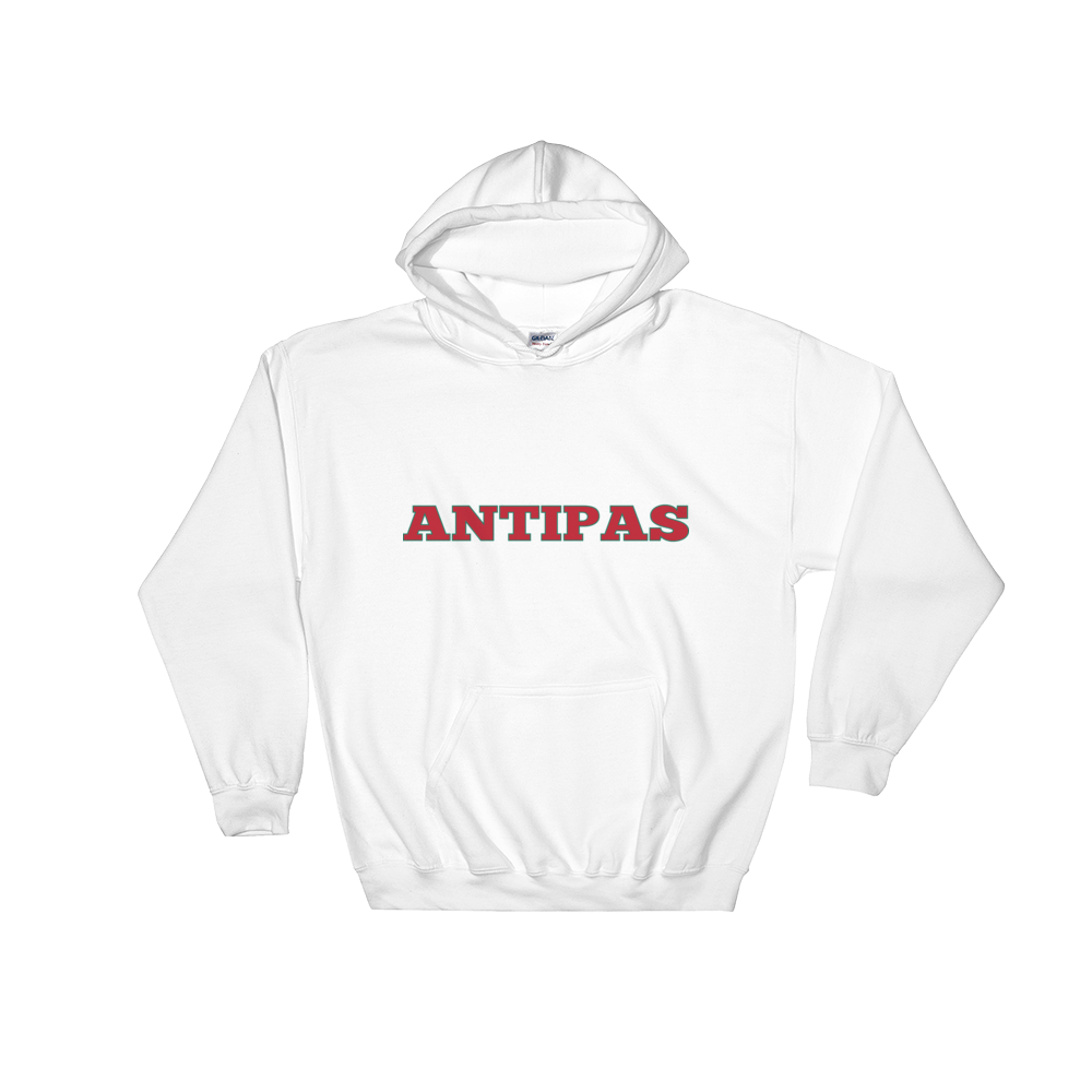 White Dog with a Red Box Logo - Men's 'ANTIPAS' Hooded Sweatshirt Red Text | Products in 2018 ...