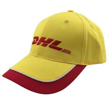 Two Red and Yellow Logo - Two Color Yellow And Red Dhl Baseball Caps Custom Red Trimming Bill ...