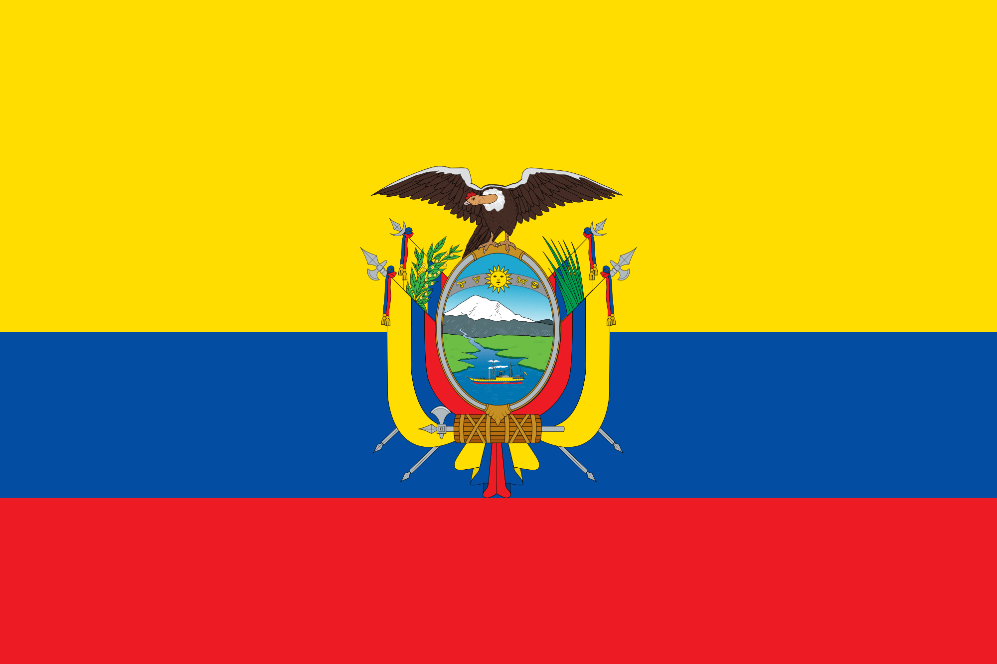 Blue Square Yellow Oval Logo - Flag of Ecuador