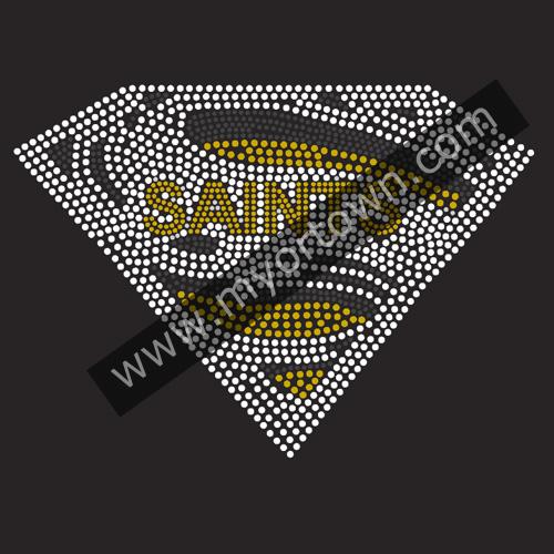 Superman Saints Logo - New Orleans Saints Superman Iron on Rhinestone Transfer Motif