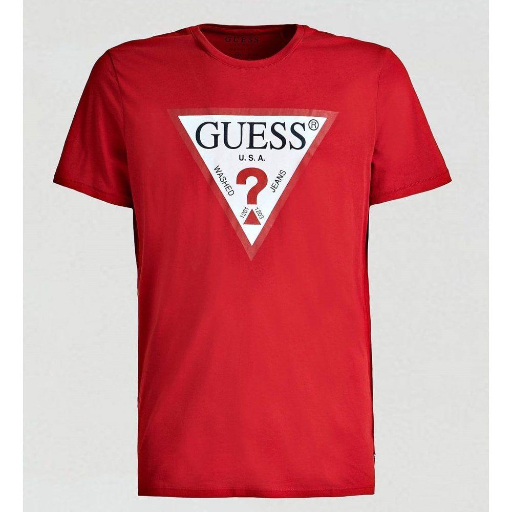 Shirt Triangle Logo - GUESS RED TRIANGLE LOGO T-shirt - T-Shirts from Institute Menswear UK