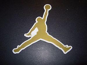 Gold Air Jordan Logo - NIKE Sticker JORDAN GOLD JUMPMAN Swoosh Logo 4.25