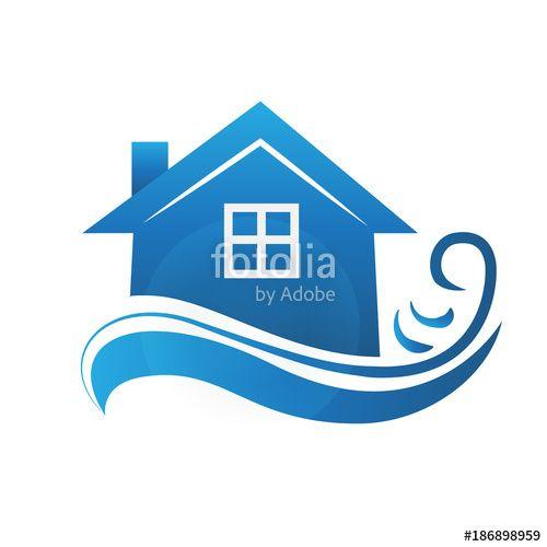 Blue House Logo - Logo Blue House And Waves Stock Image And Royalty Free Vector Files