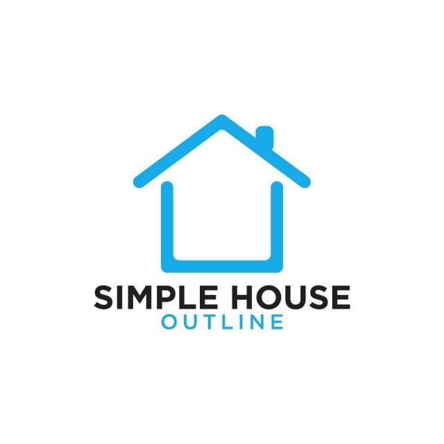 House Logo - Simple line art blue house logo design template Template for Free ...
