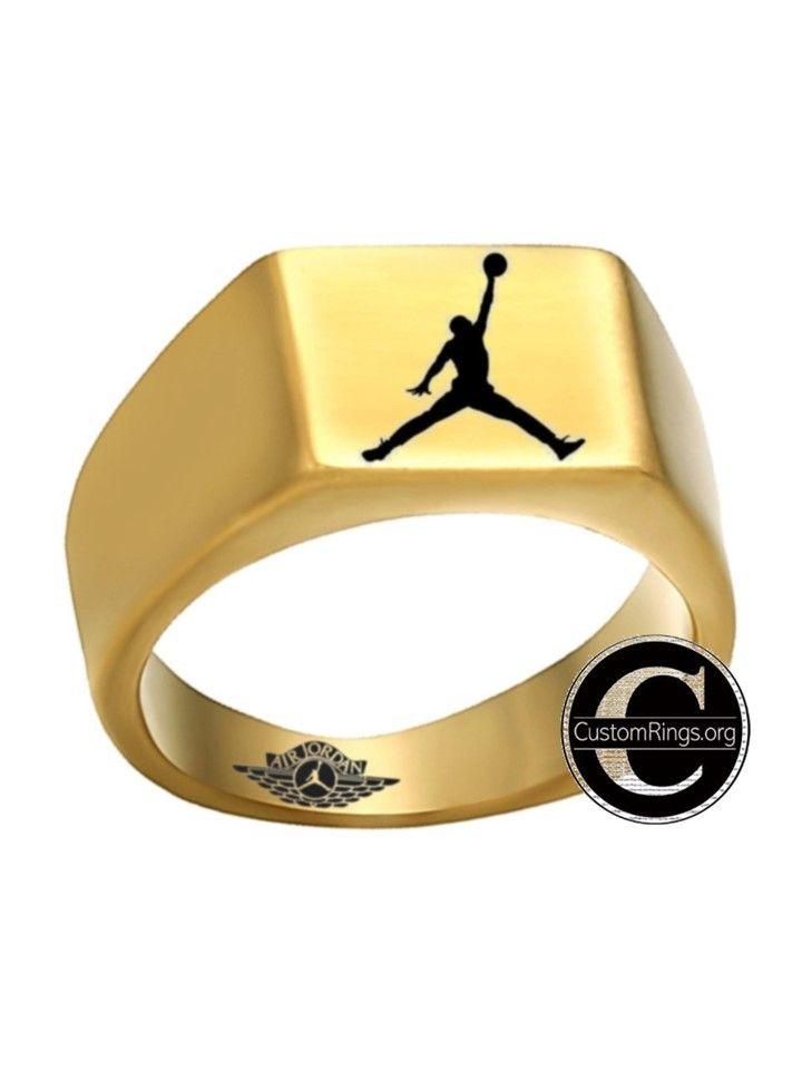 Gold Jordan Logo - Michael Air Jordan Ring Jordan Logo Ring, Gold 10mm titanium steel ...