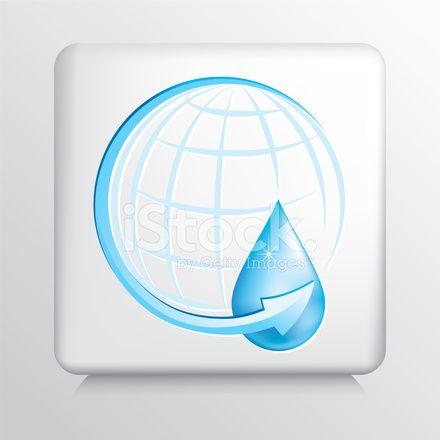 Globe Square Logo - Square Icon With Blue Arrow Around Globe and Water Drop Stock Vector ...