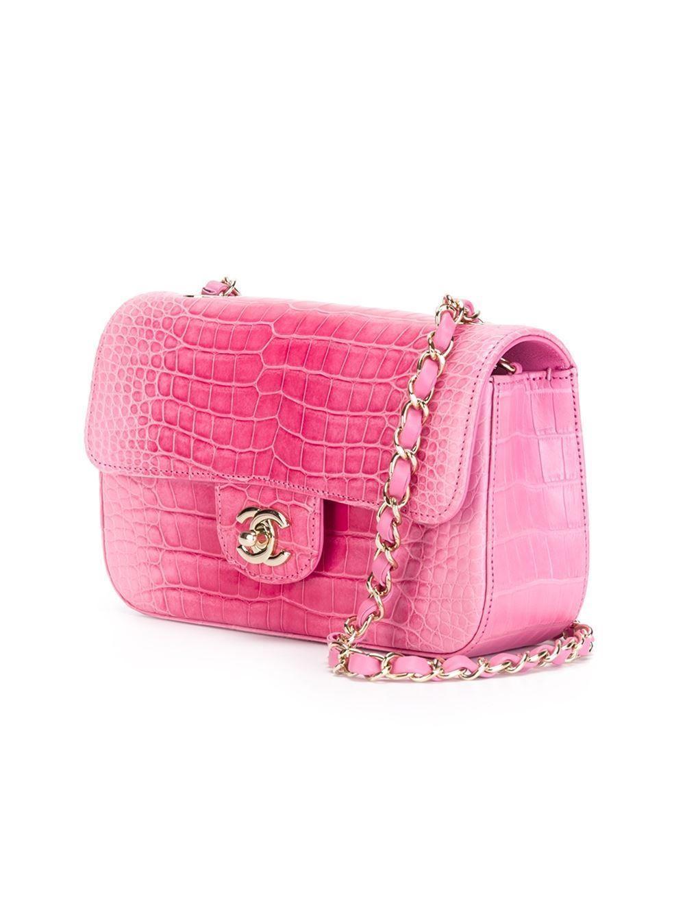 Pink Crocodile Logo - Chanel Pink Crocodile Shoulder Bag. Hand Me the Bag. Chanel