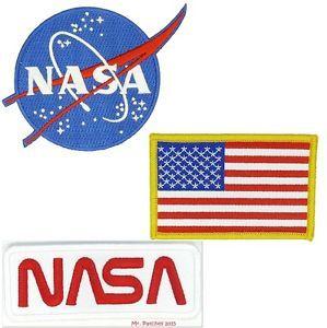 Red White Blue Usa Logo - Nasa Blue Logo USA Flag Nasa White-Red Vector Set of 3 Easy Iron/Sew ...
