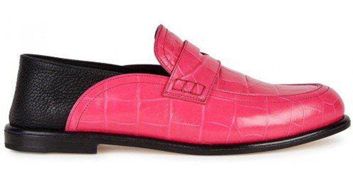 Pink Crocodile Logo - Loewe Pink Crocodile-effect Loafers in Pink - Lyst