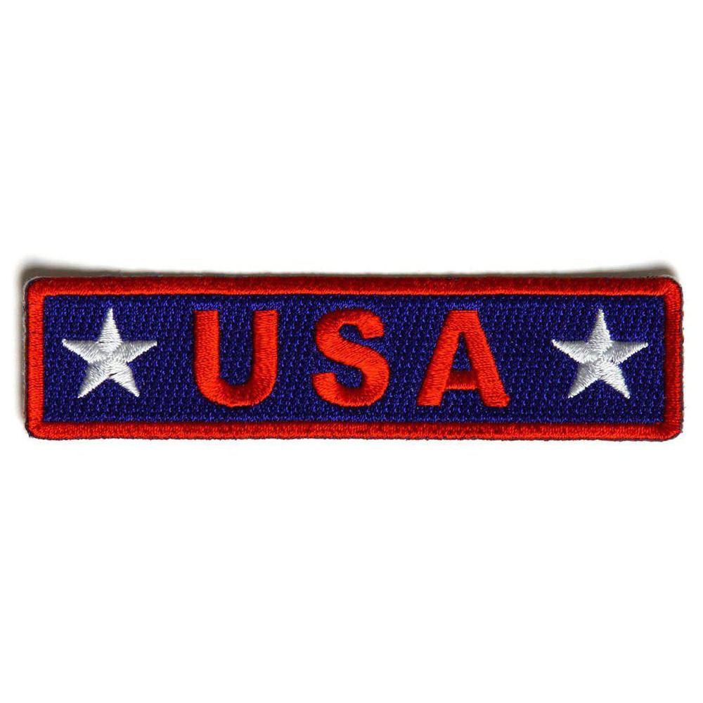 Red White Blue Usa Logo - Embroidered USA Stars Red White Blue Iron on Sew on Patch