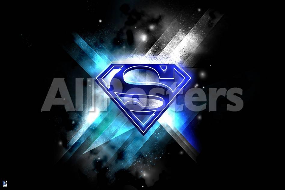 Blue Superman Logo - Superman: Blue Superman Logo in Blue Lights Against a Black ...