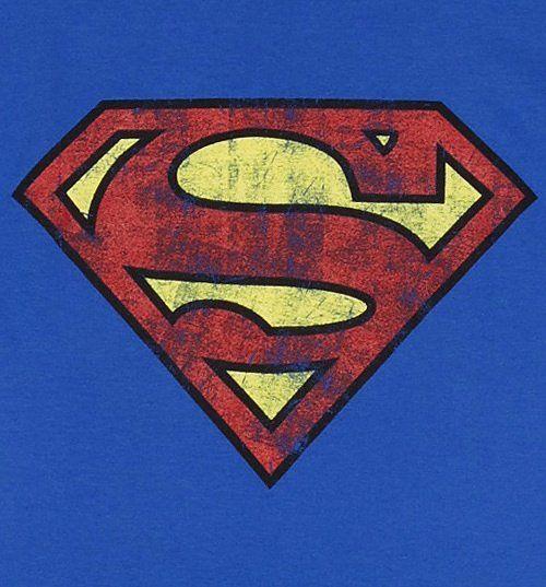 Blue Superman Logo - Men's Blue Distressed Superman Logo T Shirt
