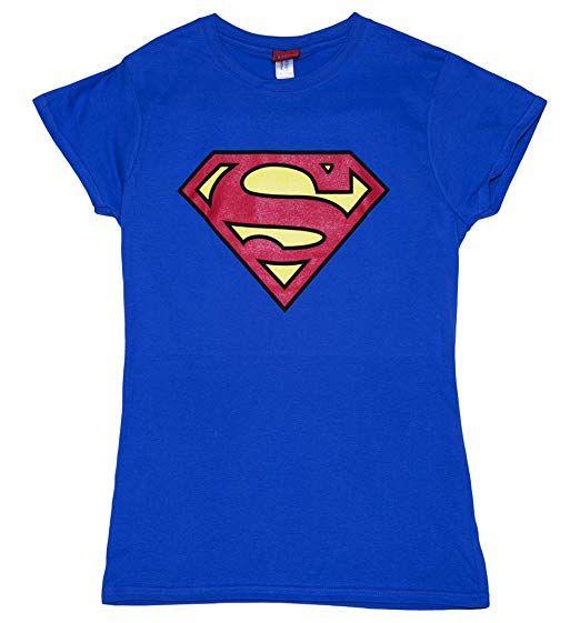 Blue Superman Logo - Amazon.com: Womens Blue Superman Logo T Shirt - Superhero And ...