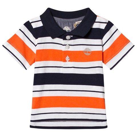 Orange Navy Stripe Logo - Timberland Kids Red and Navy Stripe Logo Polo