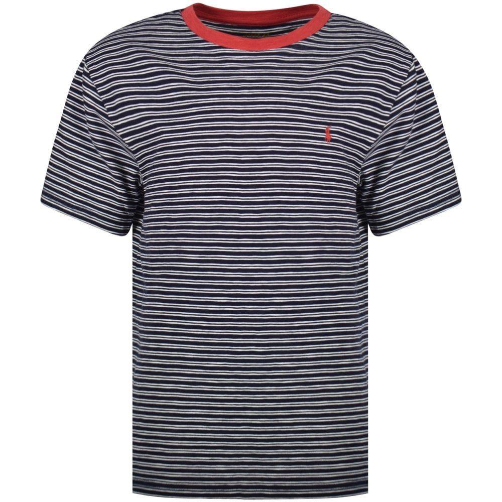Orange Navy Stripe Logo - POLO RALPH LAUREN JUNIOR Navy Stripe Logo T-Shirt - Junior from ...