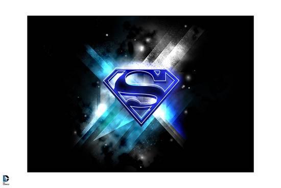 Blue Superman Logo - Superman: Blue Superman Logo in Blue Lights Against a Black ...