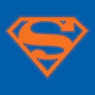 Blue Superman Logo - Superman Orange Shield on Royal Blue T-shirt 