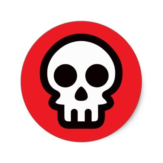 Round Skull Logo - Simple skull logo on red background, round sticker | Zazzle.co.uk