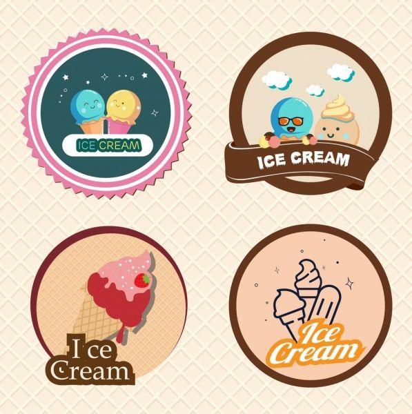 Cream Colored Logo - Ice cream logo sets colored round isolation Free vector in Adobe ...