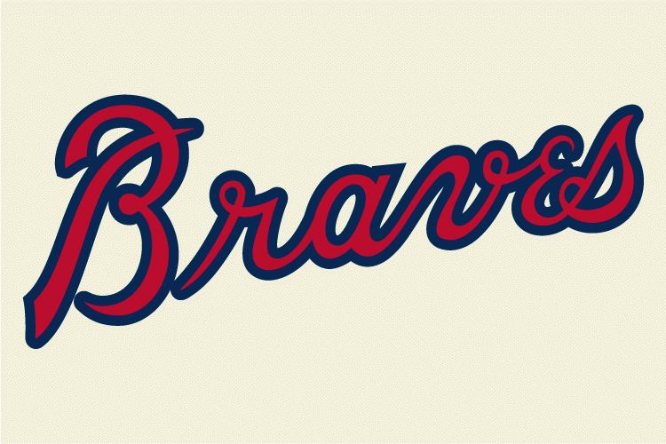 Cream Colored Logo - Atlanta Braves Wordmark Logo (2012) in scarlet with a navy