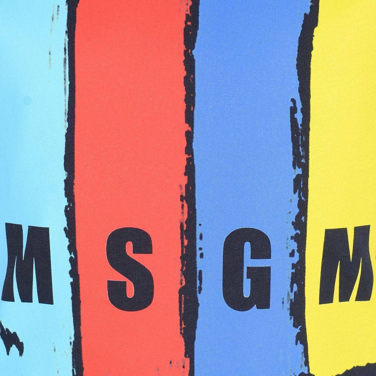 Orange Navy Stripe Logo - MSGM Boys Navy Striped Logo Top
