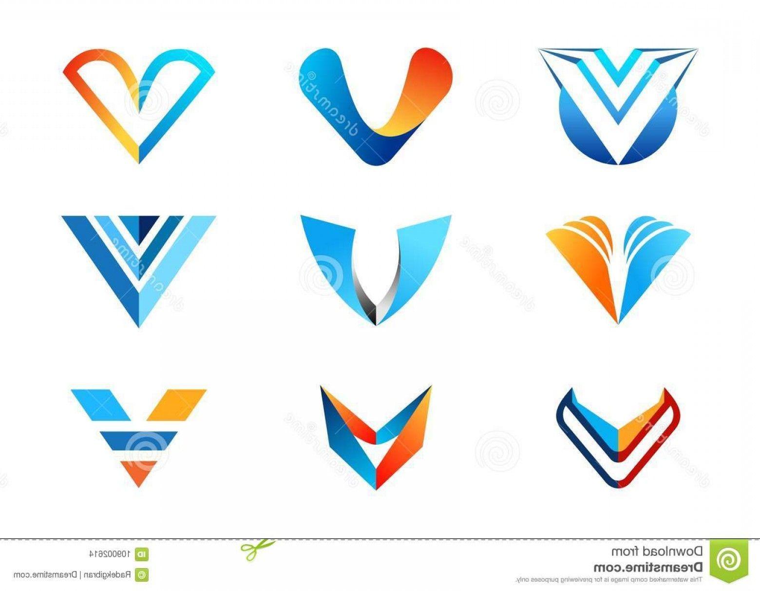 Orange and Blue Company Logo - Letter V Logo Abstract Elements Concept Company Logos Collection Set ...