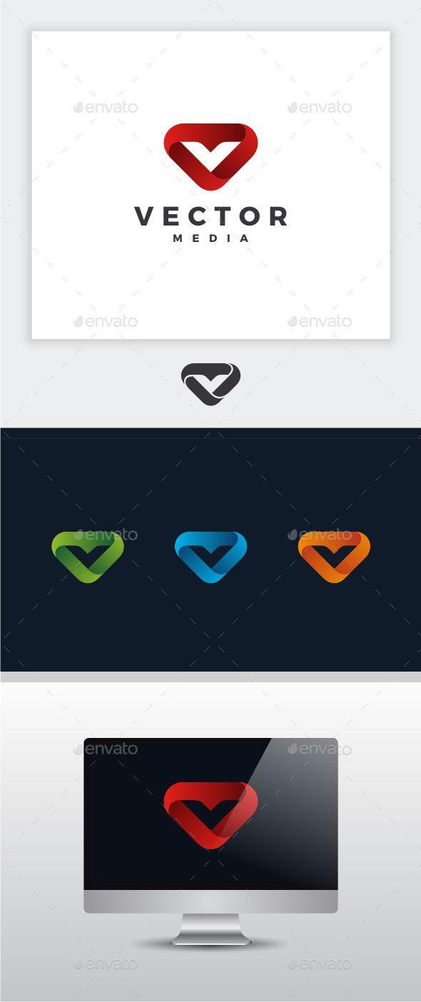 Orange and Blue V Logo - Vector Media V Logo. Fonts Logos Icons