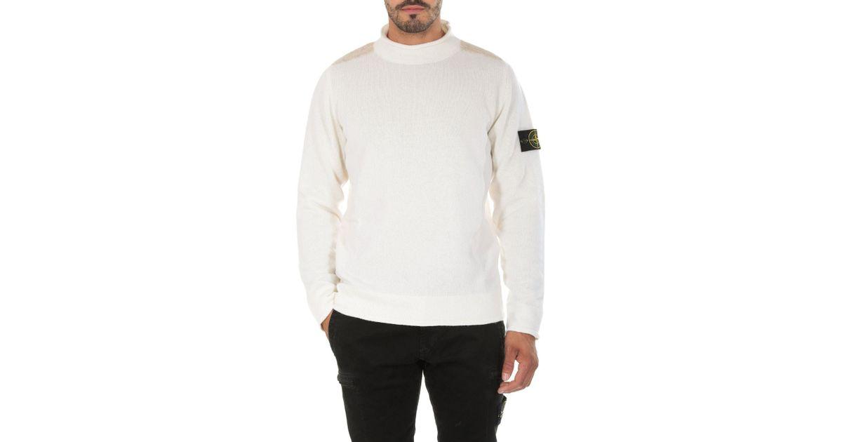 Cream Colored Logo - Stone Island Cream-colored Shirt With Logo in Natural for Men - Lyst