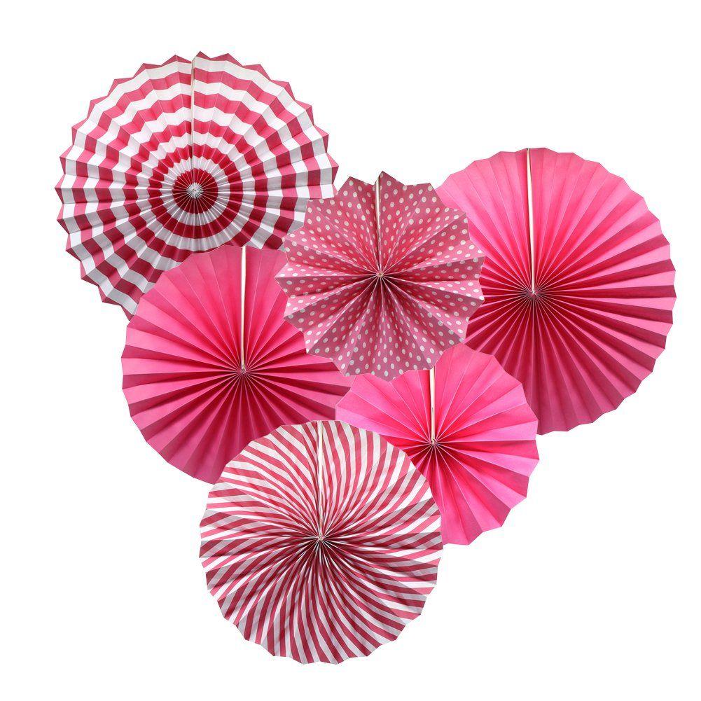 Pink Round Flower Logo - Amazon.com: Party Hanging Paper Fans Set, Pink Round Pattern Paper ...