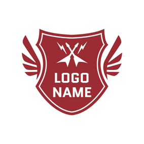 White and Red Shield Logo - Free Wings Logo Designs | DesignEvo Logo Maker