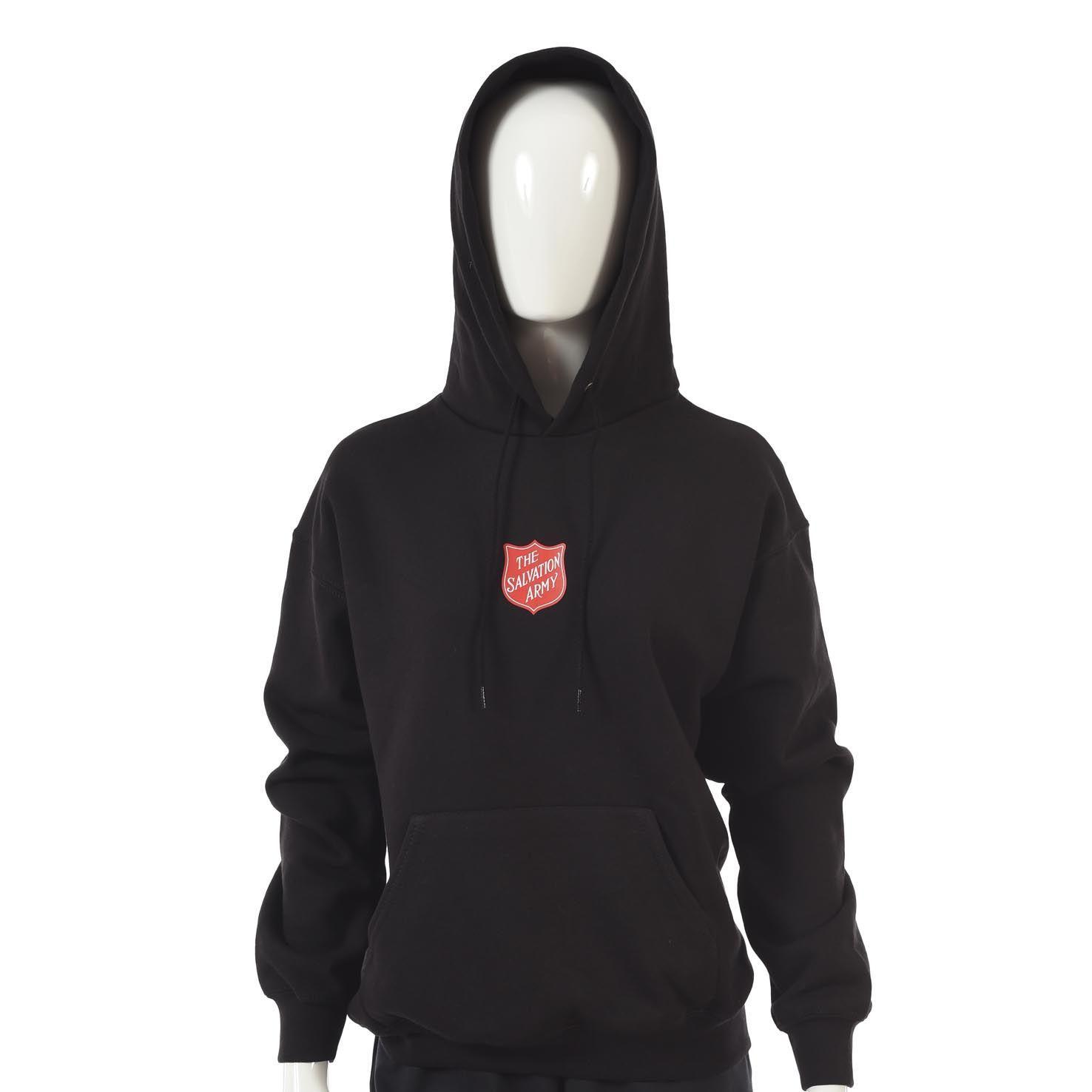 White and Red Shield Logo - Hoodie with Red Shield Logo
