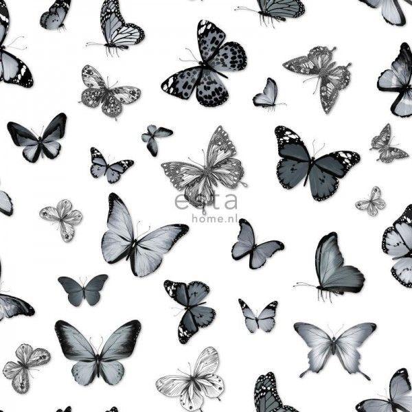 Butterfly Black and White Logo - wallpaper butterflies black and white | ESTAhome.nl