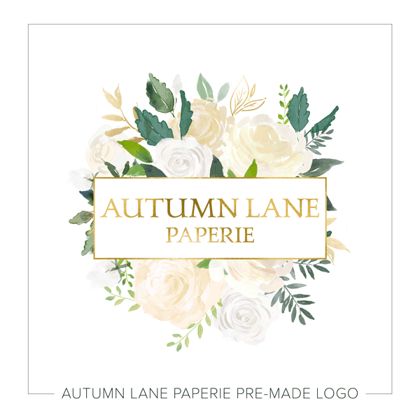 Pastel Floral Logo - Pastel Floral Gold Logo H93 | Autumn Lane Paperie