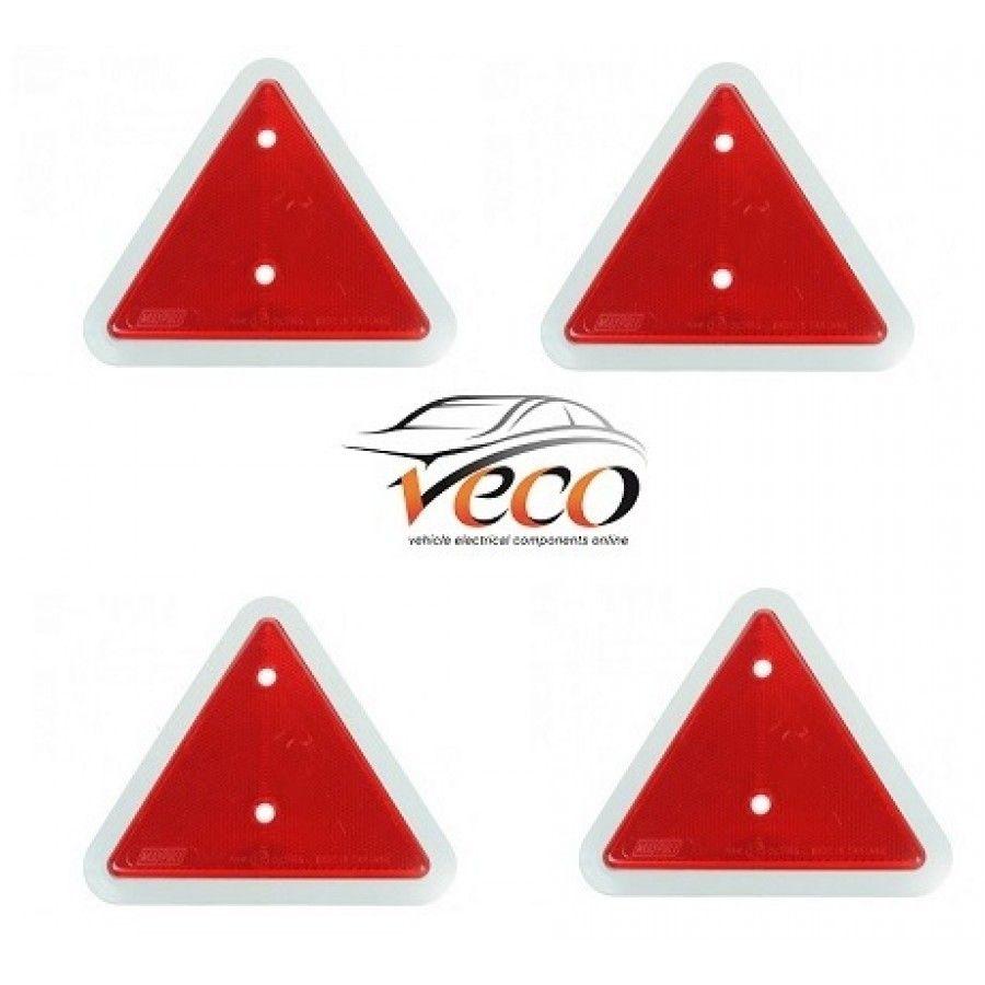 Red Triangle White Line Logo - X4 WARNING RED TRIANGLE REFLECTORS FOR CARAVANS TRAILERS TRUCKS ...
