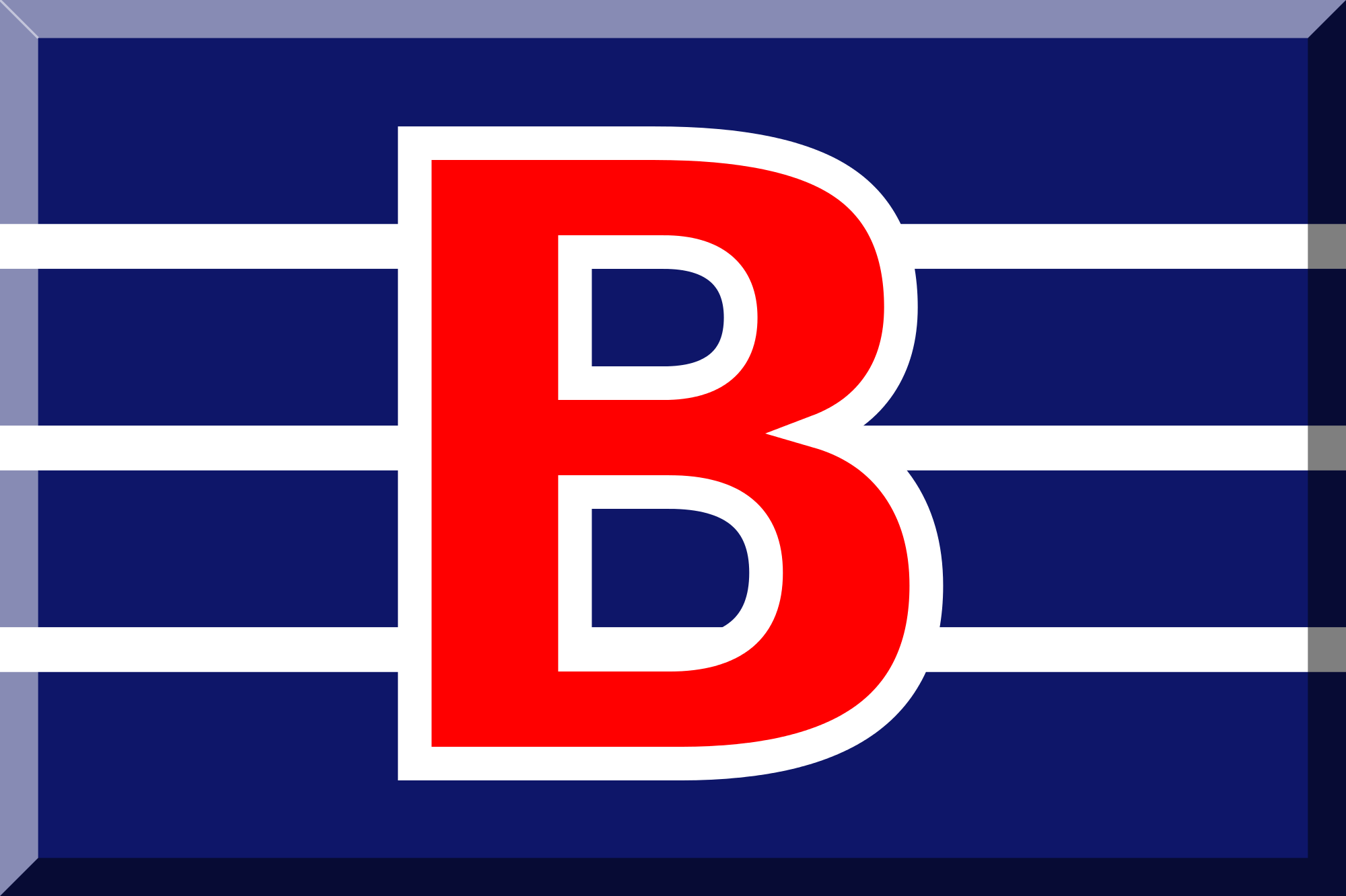 Red and Blue Letter B Logo - File:600px Blue HEX-0E1669 with Red HEX-FF0000 letter B.svg ...