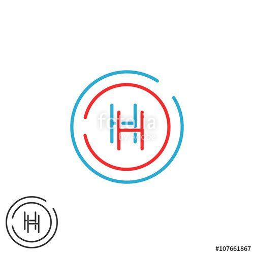 Red Letter H Logo - Letter H logo monogram, initials HH intersection line wedding ...