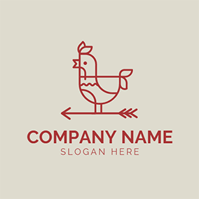 Red and Black Chicken Logo - Red and White Rooster Chicken logo design. Black Bear. Logo design