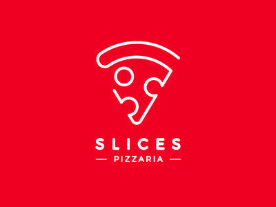 Red and White Food Logo - Slices Pizzaria | Logos | Logo design, Logos, Logo design inspiration