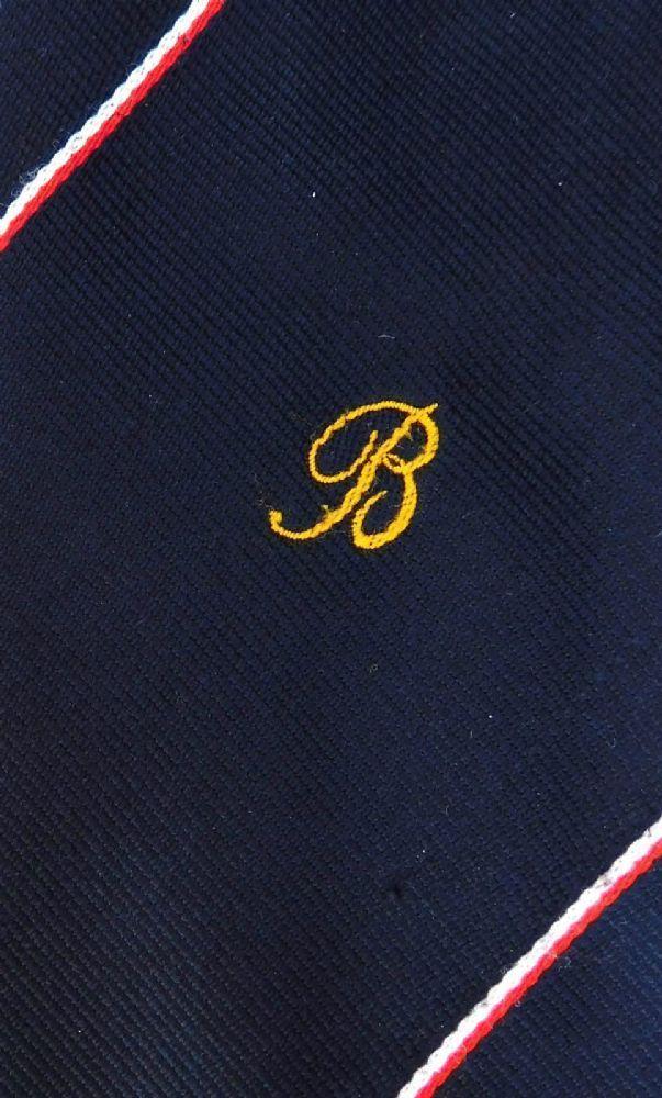 Red and Blue Letter B Logo - Vintage navy blue tie with the capital letter B Diagonal red and ...