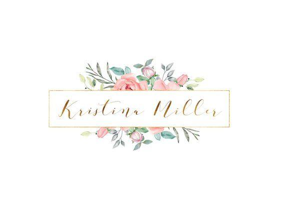 Pastel Flower Logo - Watermark Wedding elegant pastel gold roses logo Circle | Etsy