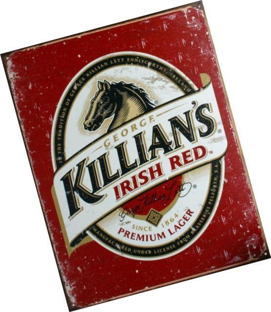 Red Beer Logo - Killians Irish Red Lager Metal Tin Sign Reproduction Beer Label ...