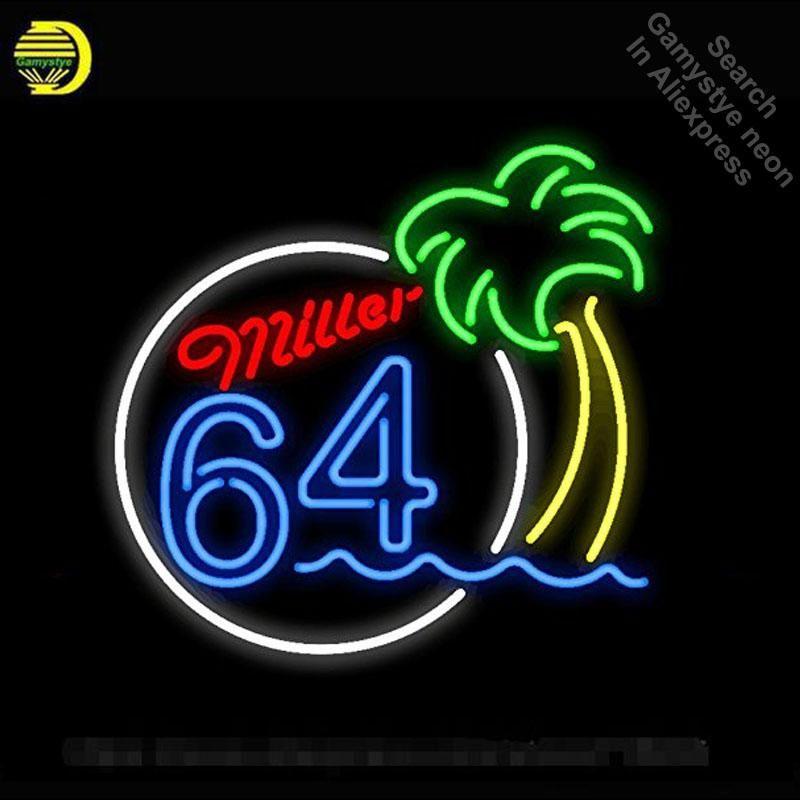 Miller 64 Logo - Neon Sign For Custom Miller 64 Palm Tree Neon Tube Sign