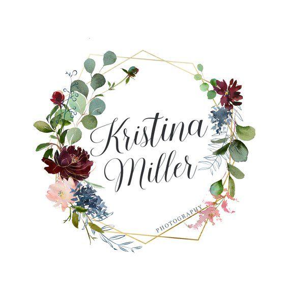 Pastel Flower Logo - Watermark Wedding elegant geometric pastel gold flowers | Etsy
