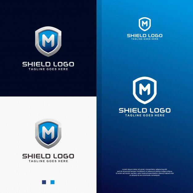 M Shield Logo - Modern 3d blue shield with letter m logo Vector | Premium Download