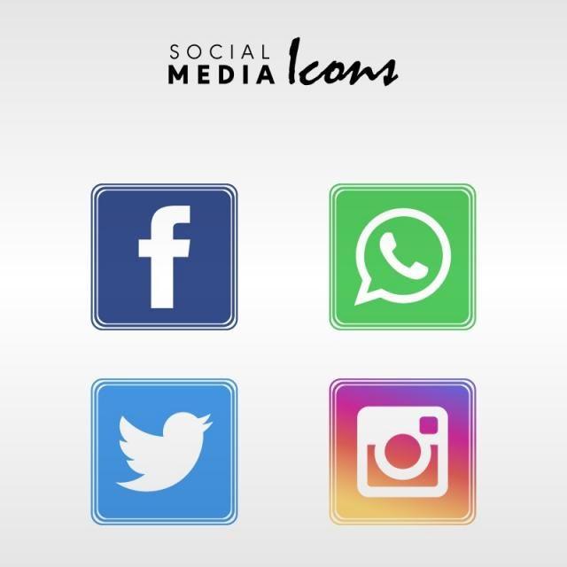 Social Media Square Logo - Four Popular Square Social Media Icon Set Collection, Logo, Icon