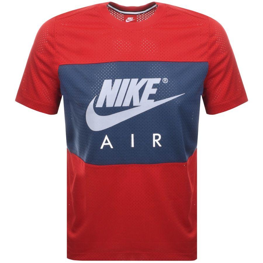 Red Nike Air Logo - Nike Air Logo Mesh T Shirt Red URZC 9180 Mens Clothing