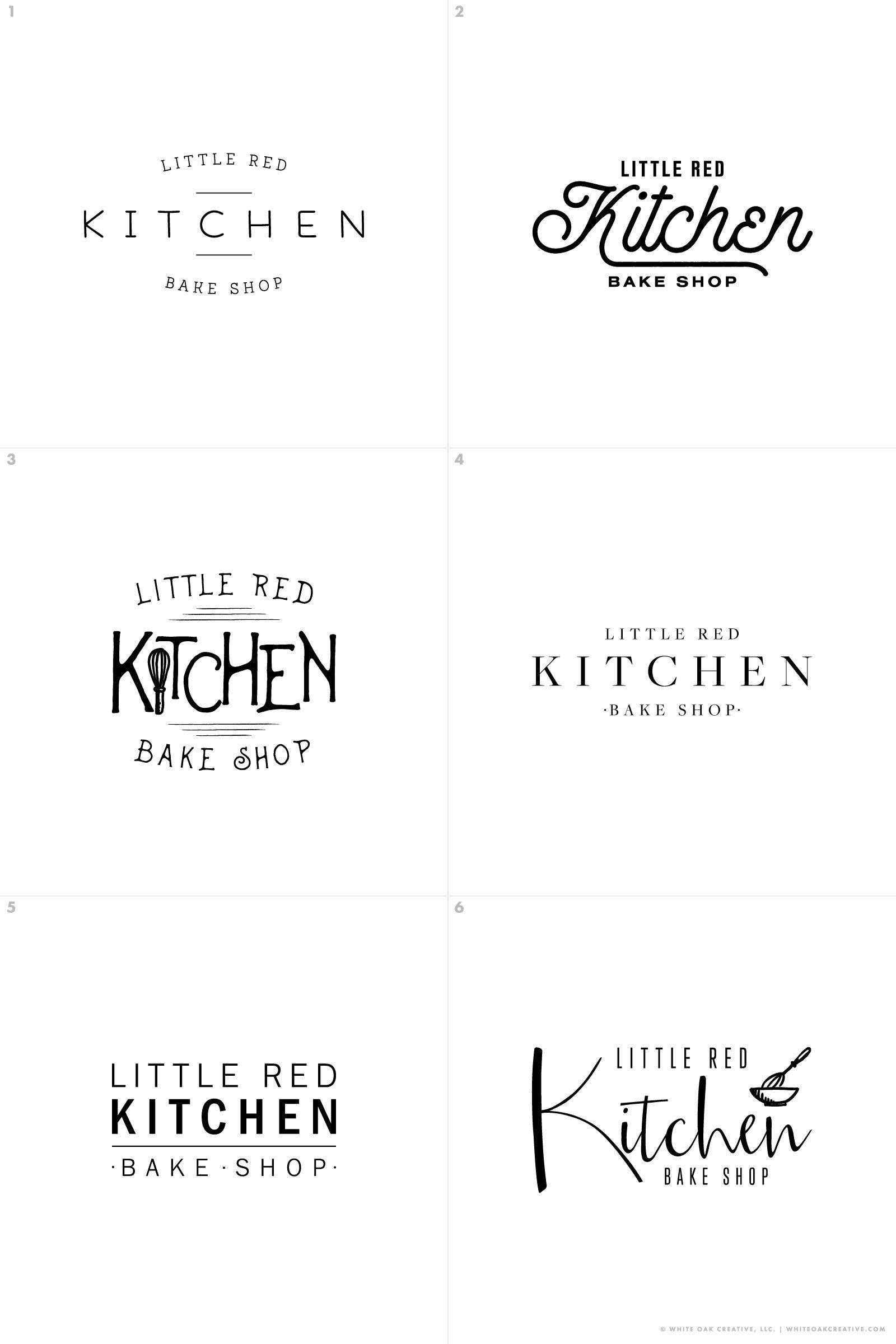 Red and White Food Logo - Little Red Kitchen Bake Shop. Typography. Logo design