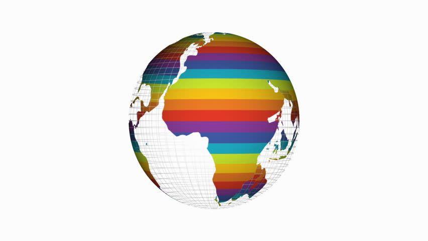 Globe Rainbow Circle Logo - Spinning and loopable Earth globe rainbow - Royalty Free Video